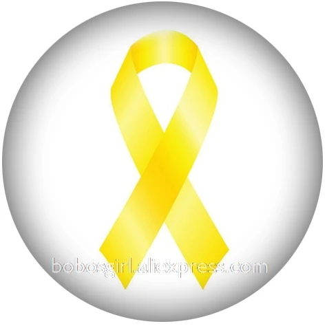 cancer ribbon glass snap button DIY jewelry Round photo cabochons flat back DA1134 - Окраска металла: A5498