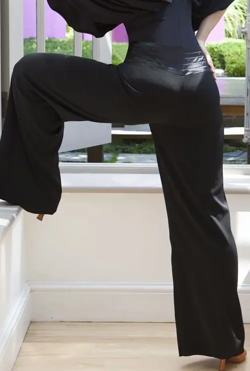 

Экзотический танцевальный костюм для современных танцев, широкие атласные брюки с поясом, Костюмные брюки P12010 для современных танцев