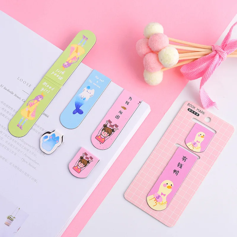 Милый мультфильм магнитная закладка магнит Студенческая этикетка Мини Книга