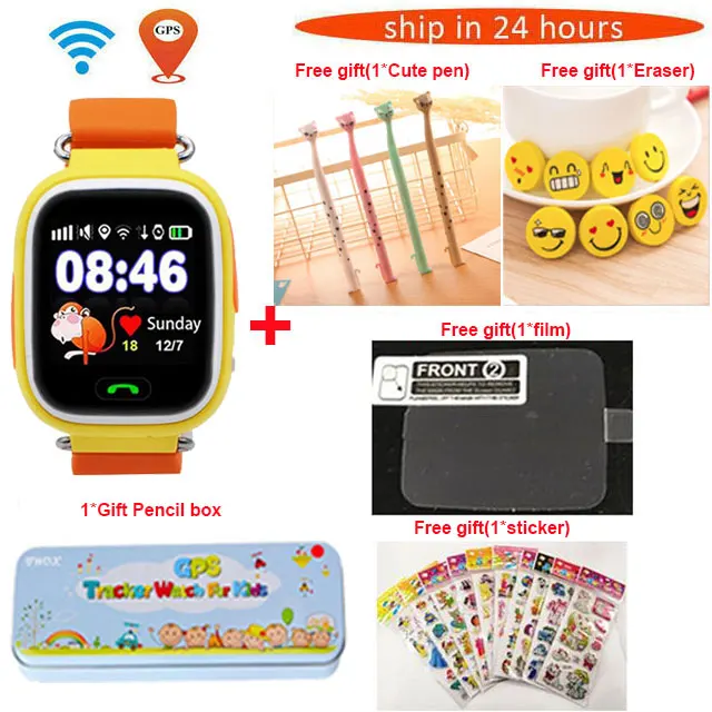 orange package 2 Из России gps Q90 сенсорный экран Wi-Fi позиционирование Смарт-часы Дети SOS Вызов Расположение Finder устройство анти-потеря монитор - Цвет: orange package 2