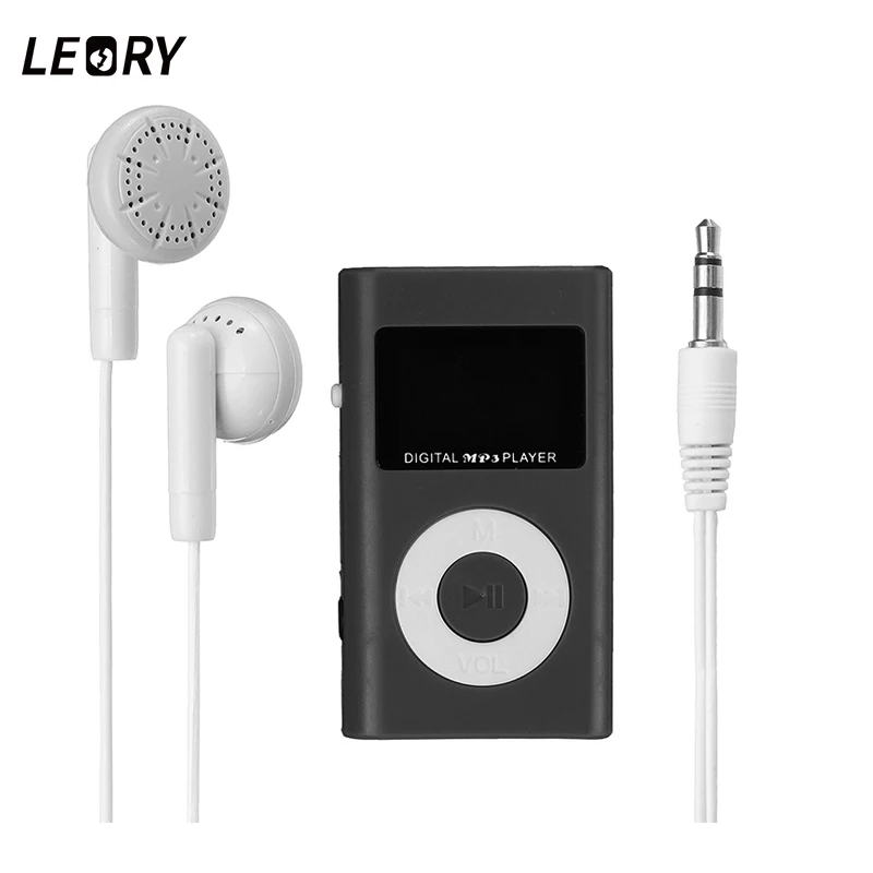 Портативный USB MP3 плеер LEORY с наушниками ЖК экран поддержка 32 ГБ Micro SD TF Card Reader для