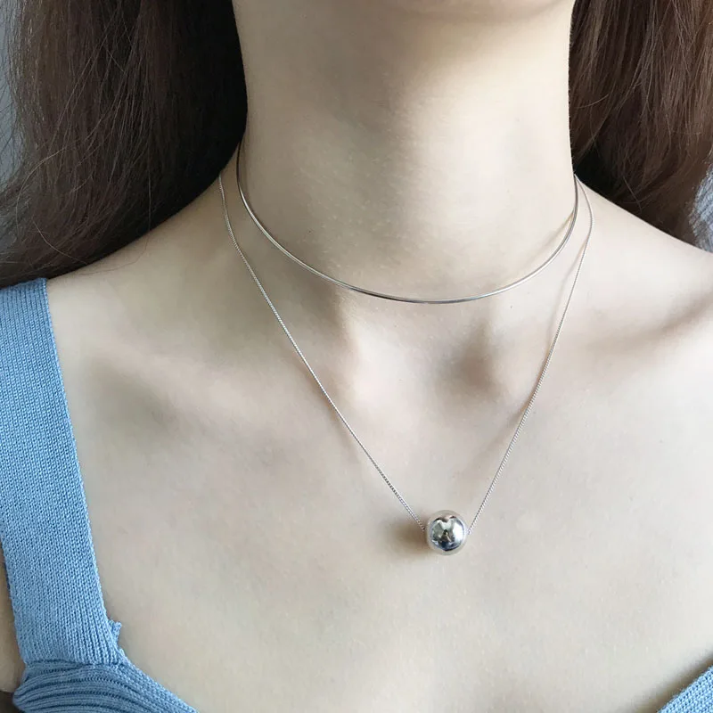 Классическое серебряное ожерелье высшего качества женское короткое