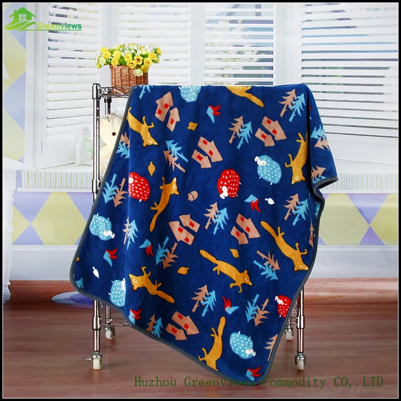 75X100 СМ Коралловый Флис Одеяла Мультфильм Лиса Рисунок Печати Мягкие Пушистые