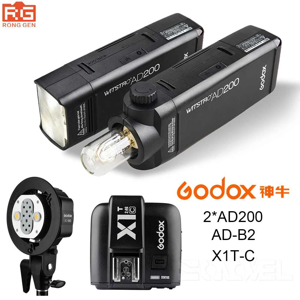 2X карманная Внешняя вспышка Godox AD200 трансформируемая крышка 2 4G беспроводная 8000 Вт