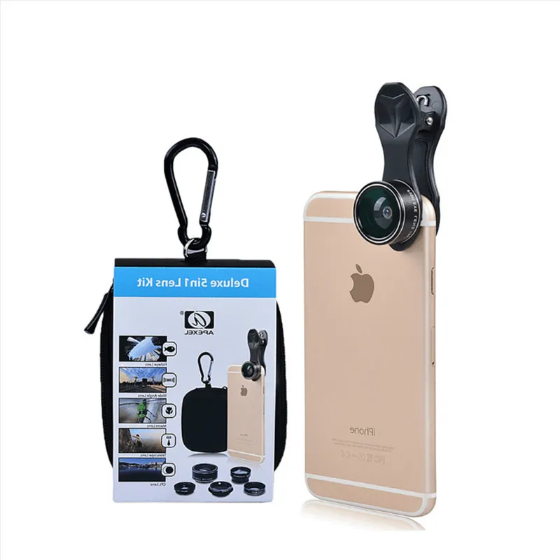 APEXEL универсальный зажим 5 в 1 объектив камеры комплект для iPhone samsung bluetooth гарнитура