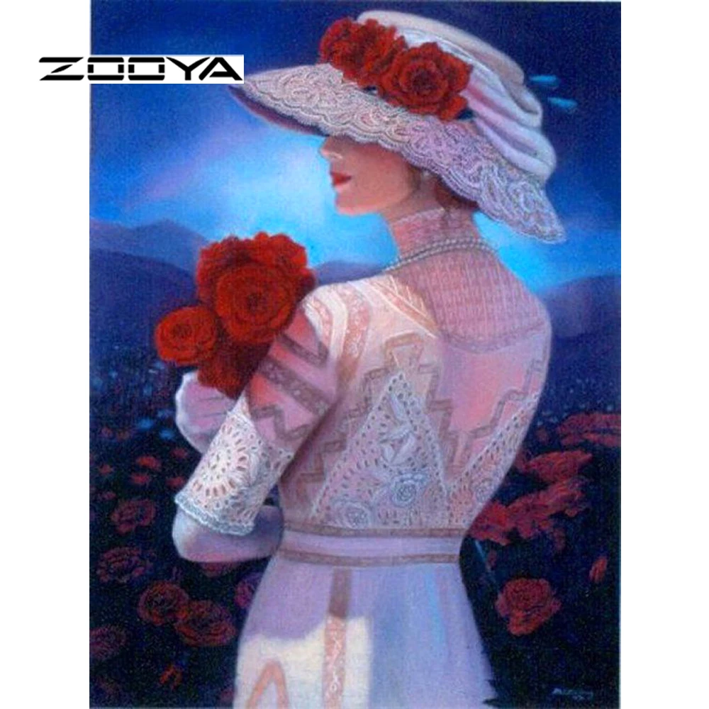 ZOOYA алмазная живопись леди красота Элегантная вышивка стразами девушка Роза узор