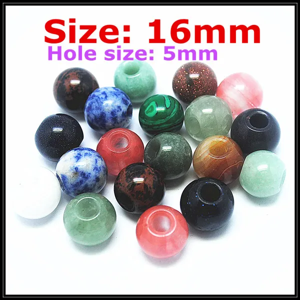 5 шт. бусины из натурального драгоценного камня 12 мм 14 16 мм|big hole|spacer beadsbeads blue |
