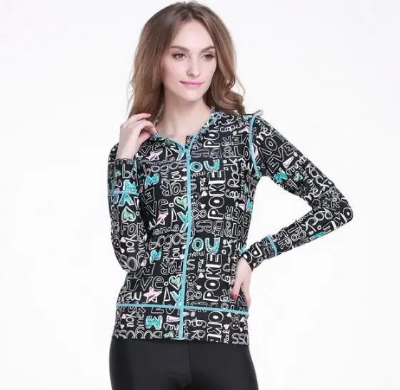 womenbkletters Sbart 1 шт. длинный рукав с капюшоном на молнии Rash Guard Wo для мужчин s мужской плавательный жилет женский купальник Топы Для Серфинга парусные купальники DBE - Цвет: womenbkletters