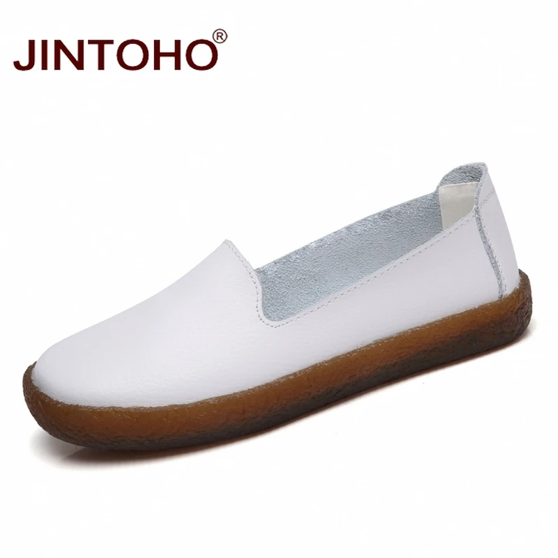 Туфли JINTOHO женские из натуральной кожи повседневные лоферы дешевая обувь плоская