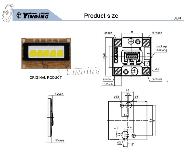 OSRAM U1A5 25 Вт автомобильный противотуманный светильник 6500 к холодный белый светильник высокой мощности Светодиодный светильник с бусинами Автомобильный светодиодный светильник с двумя линзами