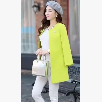 Женское шерстяное пальто женское осенне весеннее с круглым вырезом и открытым