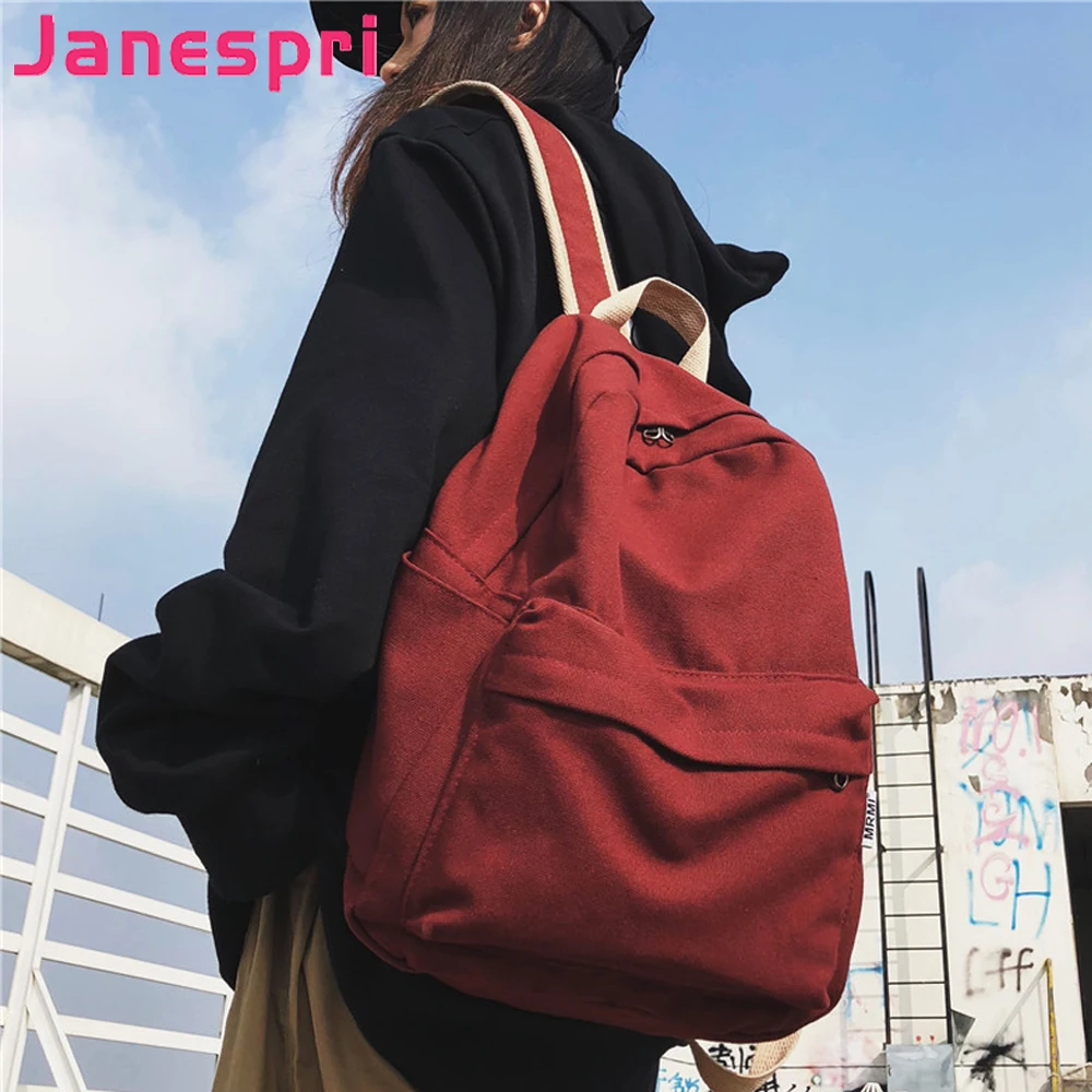 Janespri высококачественный рюкзак Холщовый женский цельный Escolar для девочек