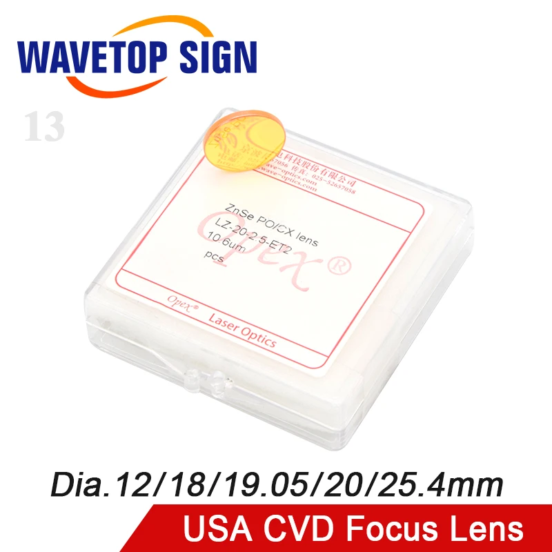 

WaveTopSign OPEX USA CVD ZnSe CO2 Laser Focusing Lens Dia.20mm FL 38.1mm/50.8mm/63.5mm/76.2mm/101.6mm/127mm Machine Accessories