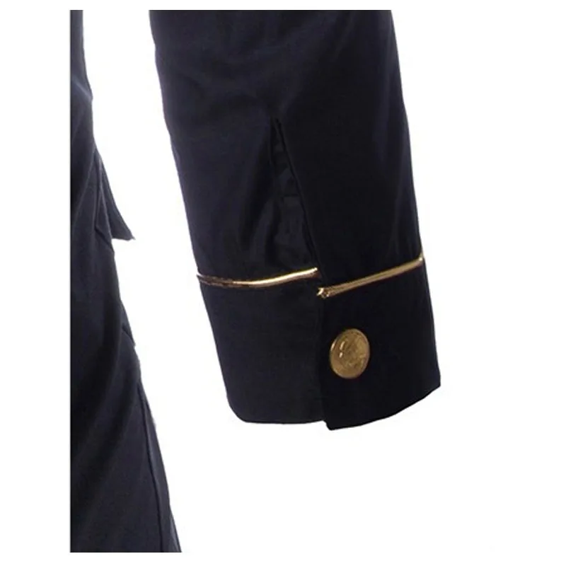 High Quality 2022 Fashion Spring Autumn Wind Gold Epaulettes Decorations Black Seven Points Sleeve Shoulder Strap Men\'s Shirts
