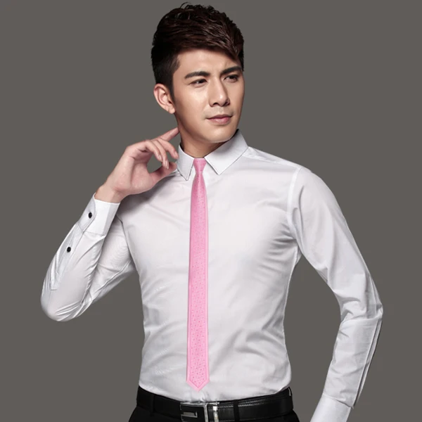 

BL-251 2016 Pink Men`s Tie Skinny Necktie Locate Pattern Slim Tie 100% Silk For Men Wedding Groom Bussiness Party Free Postage