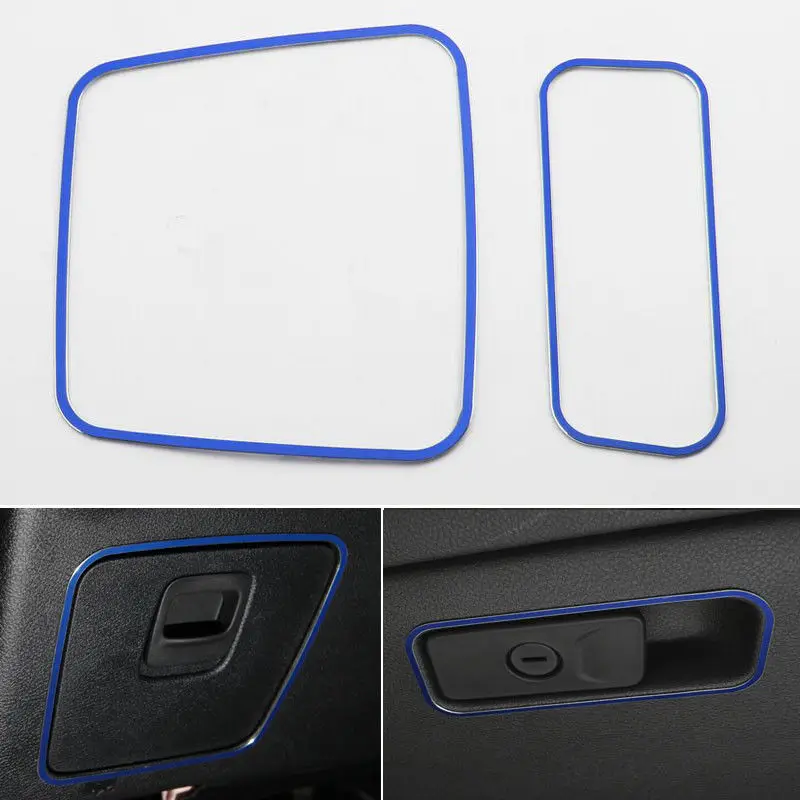 

2x Alloy Blue Car Middle Storage Box Decoration Cover Frame Trim Styling Sticker Fit For Cherokee 2014+