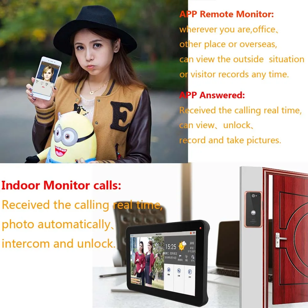 

YobangSecurity Fingerprint RFID Password 9 Inch LCD Wifi Wireless Video Door Phone Doorbell Camera Intercom APP Remote Control