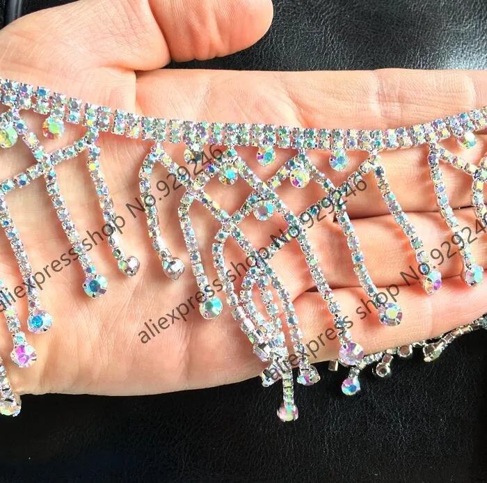 Свадебные Роскошные Стразы AB crystal цепи планки с длинными со стразами и бахромой