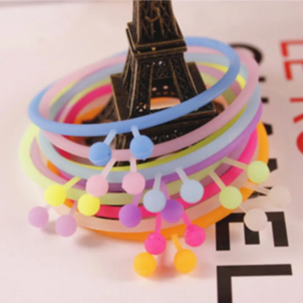 Luminous Silicone Rrubber Bracelet Hand Ring Hair Band Rubber Wristband DIY Charm Bangle WB117-9 | Украшения и аксессуары