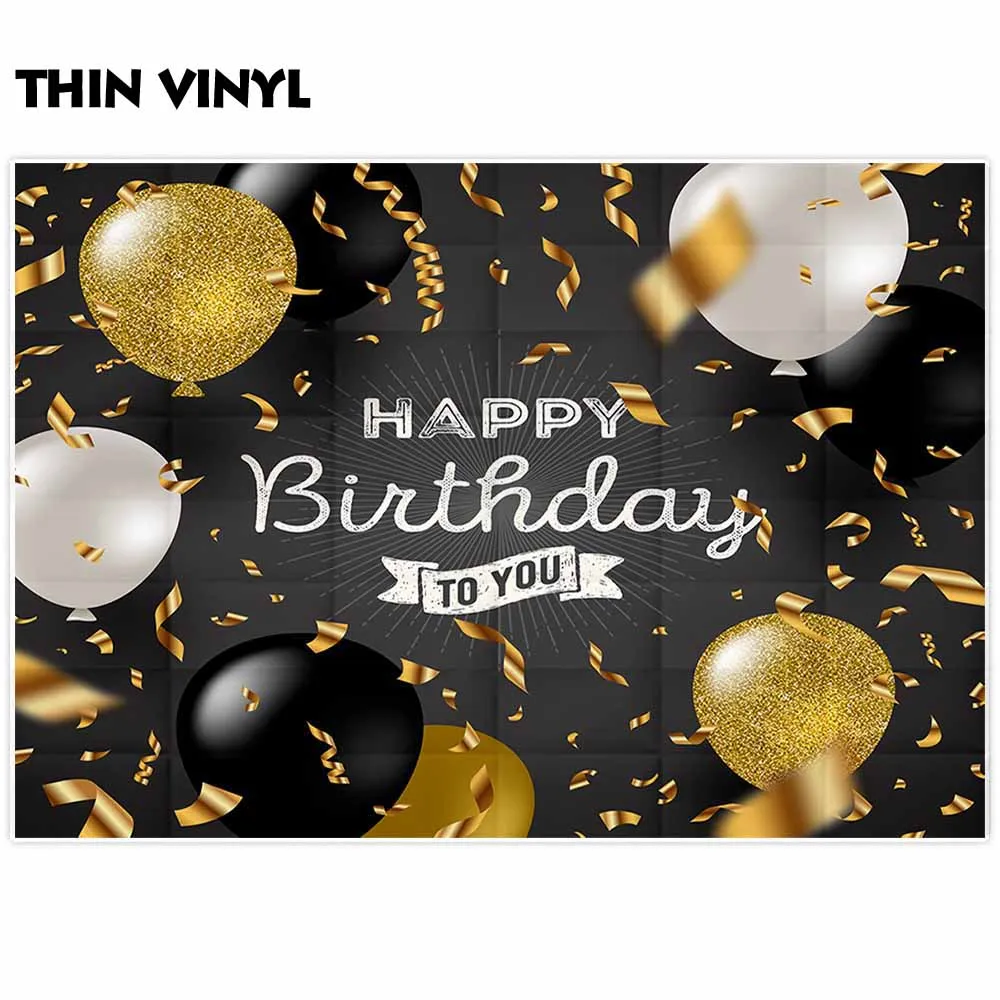 Allenjoy фоны для фотостудии с днем рождения Блестящий Золотой фольга стример черный