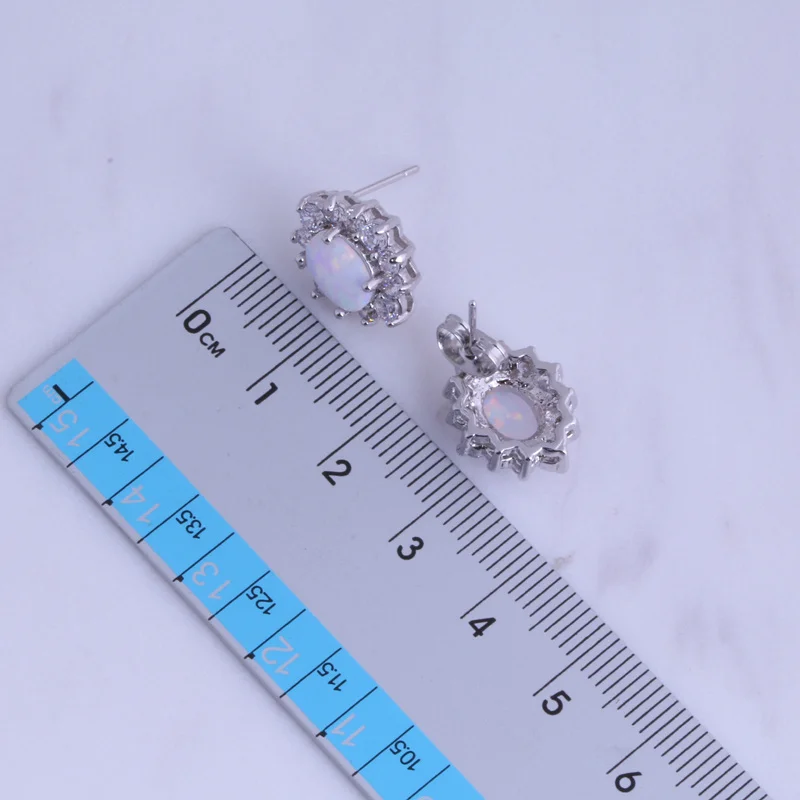 Женский комплект украшений с опалом и кубическим цирконием элегантная белая