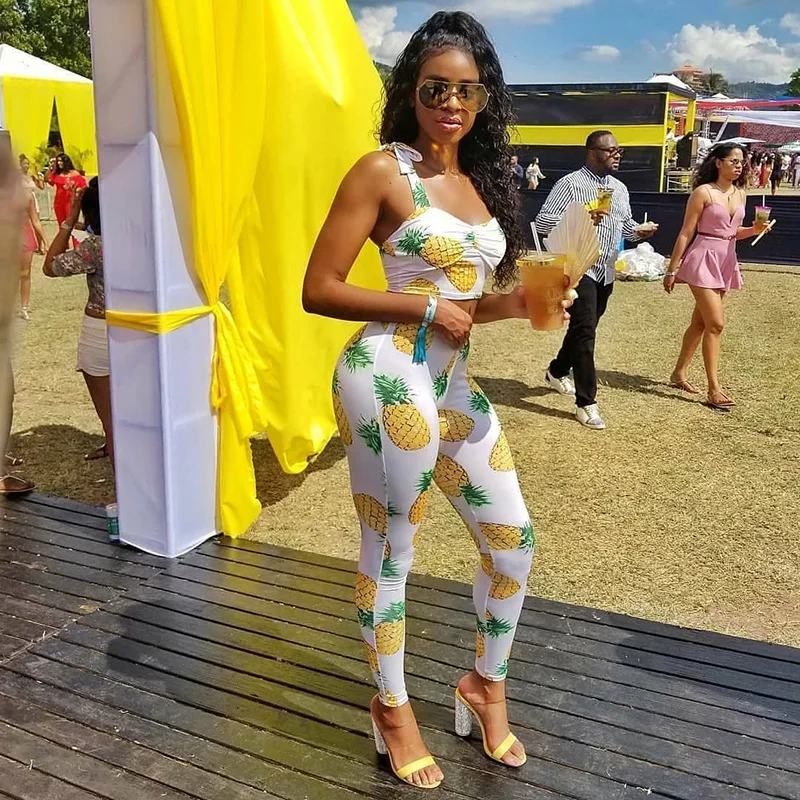 2019 летний женский бандажный топ с открытой спиной и штаны комплект из двух