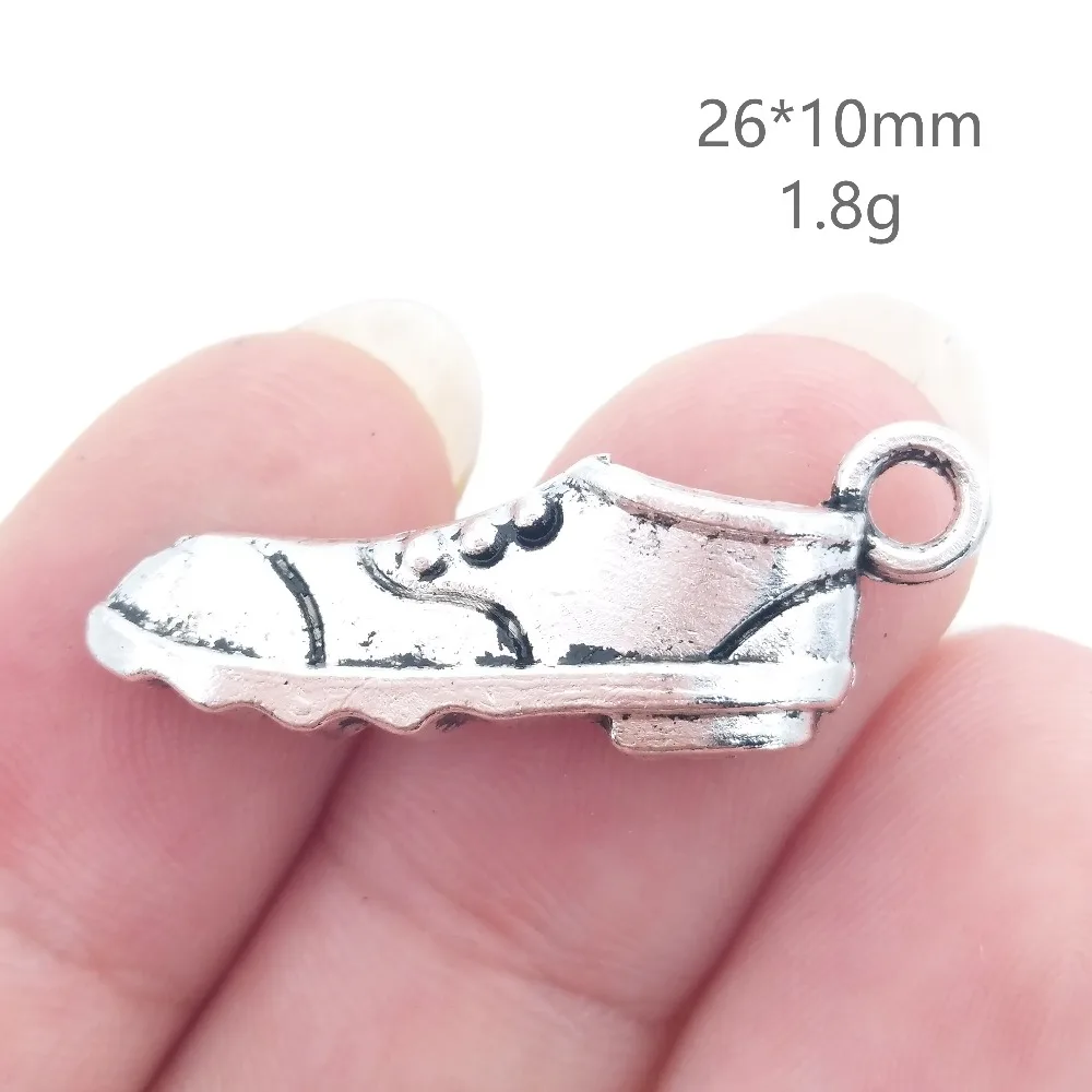 Оптом 30 шт. античные посеребренные подвески для бегущих кроссовок Подвески