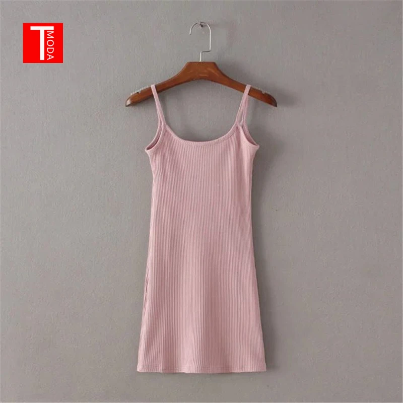 T Moda Сексуальная спинки трикотажные платье на бретелях Для женщин M Bodycon Платья