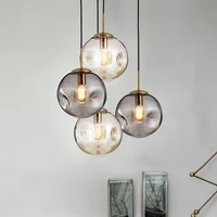 modern simple bump design ball single head pendant lamp nordic creative plating amber glass restaurant decor e27 led lighting