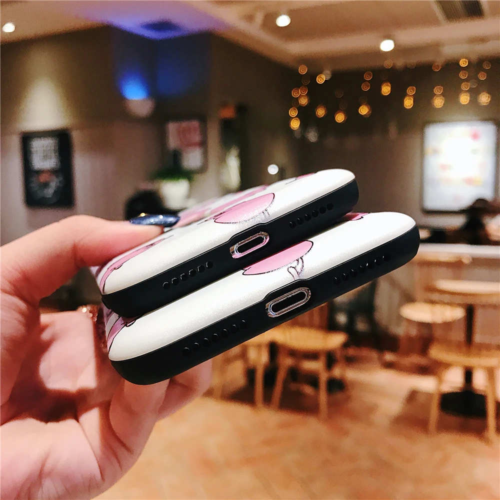 High quaity Hide Bracket Ring Phone Case For iPhone 6 6S Plus 7 8 Relief Cartoon Lovely Pink Pig XS MAX XR |