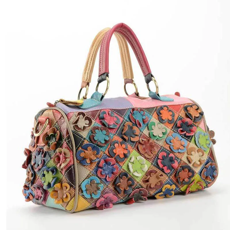 K-493 colorful San Maries, женские мягкие сумки-почтальонки из натуральной кожи, коровья кожа, цветок, сумка на плечо для женщин,, тоут, женская сумка из воловьей кожи - Цвет: K-493 colorful
