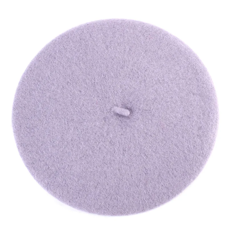 Light Purple Женский берет, шапка, модные однотонные теплые шерстяные береты для женщин, карамельный цвет, кашемир, французский артист, берет, шапки для девочек GS102C - Цвет: Light Purple