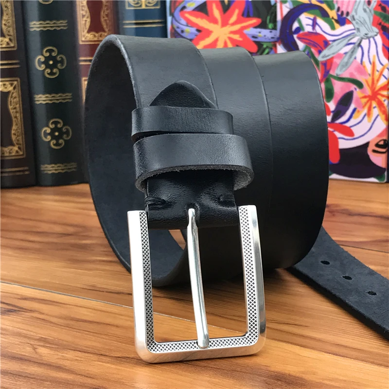 Качественный мужской ремень из натуральной кожи винтажный с пряжкой кожаный