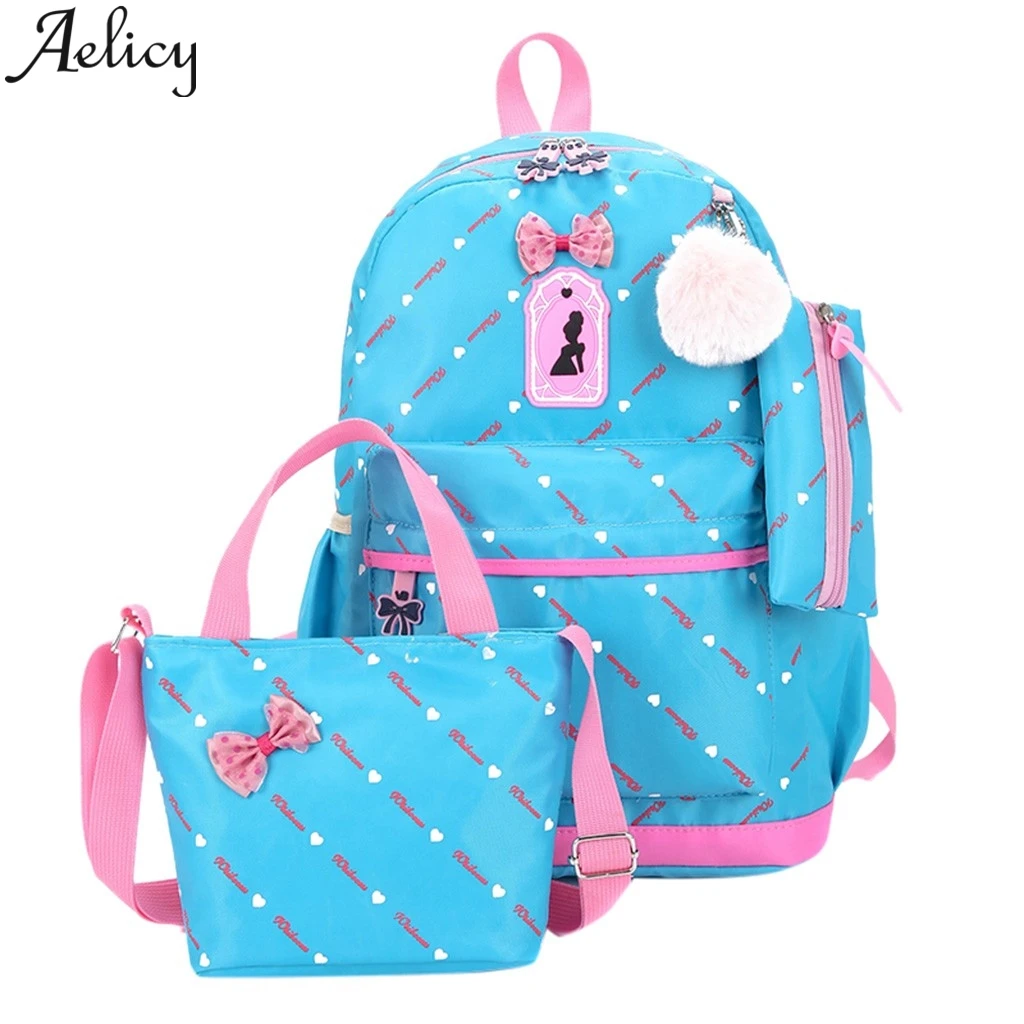 Aelicy Женская модная школьная сумка из трех частей с бантом холщовый рюкзак сумки