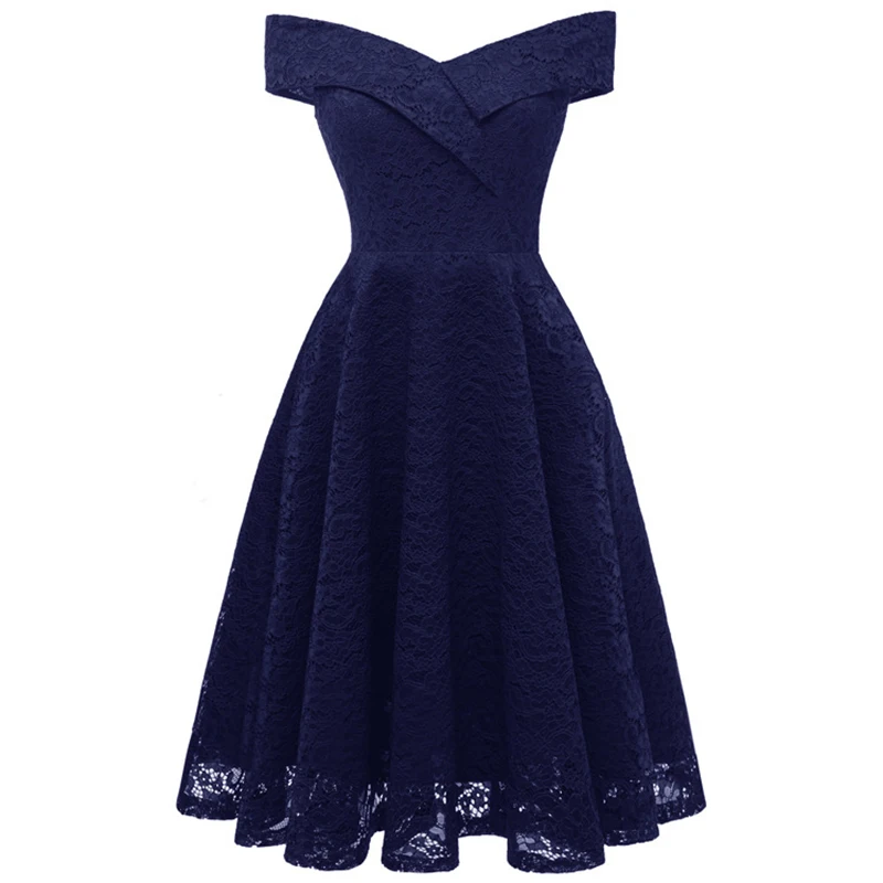 Женское платье без рукавов Titotato однотонное кружевное с вырезом лодочкой