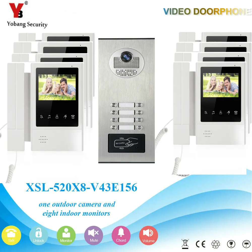 Yobang Security Visual Home Video Intercom 4.3&quotInch Color Indoor Monitor IR Camera Partment Door Phone For System | Безопасность и