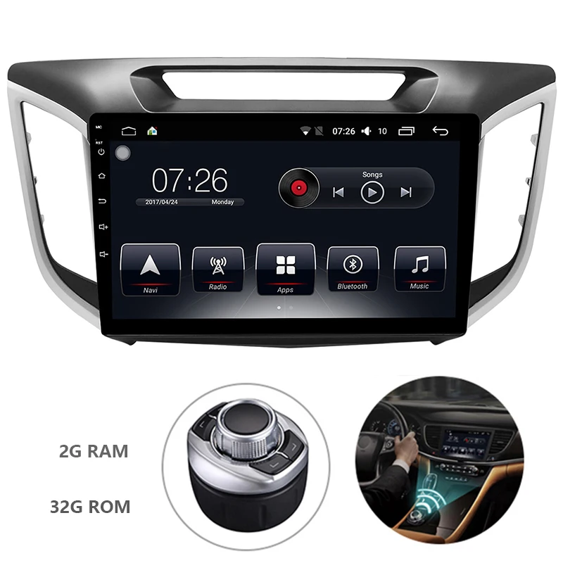 1 DIN Автомобильный GPS dvd плеер для современного IX25 creta 2014 2018 стерео Android 7 русская