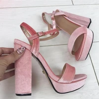 2022 women sandals shoes square high heel thick bottom famale summer buckle ankle strap open toe ladies sandals