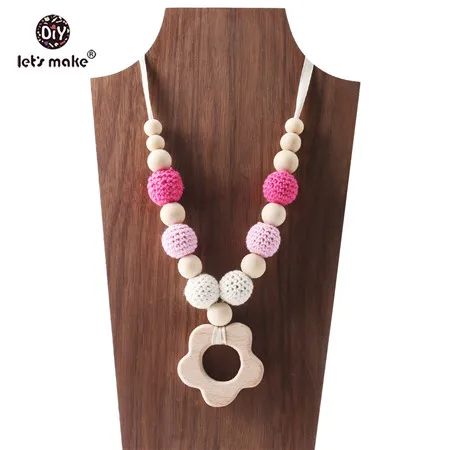 flower Let's Make Baby Teether 1 шт. ожерелье для кормления крючком бусины дерево кольцо рыбы BPA бесплатно Деревянный Прорезыватель DIY ремесла игрушки для прорезывания зубов - Цвет: flower