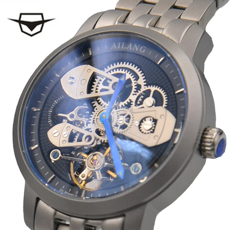 AILANG Мужские автоматические механические модные часы топового бренда Tourbillon