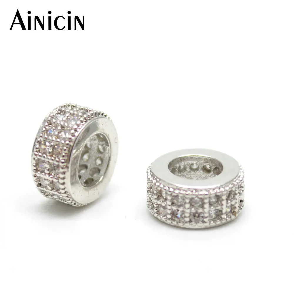 

10pcs Silver Plated Copper Spacer Beads 4x9mm Rhinestone Setting DIY Jewelry Making Findings