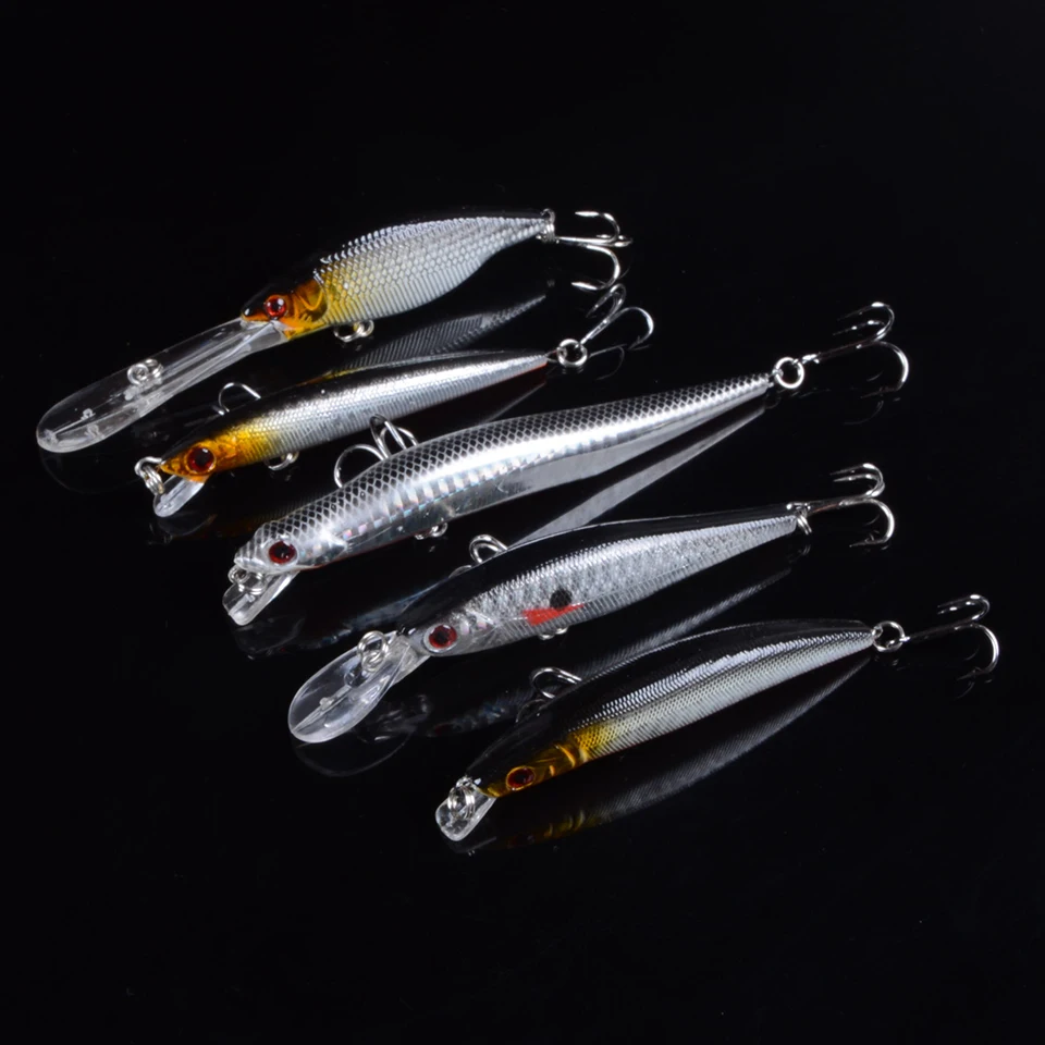 5 смешанные рыболовные приманки Minnow воблеры на окуня Baits из высокоуглеродистой