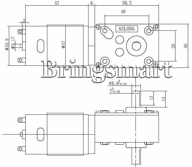 Bringsmart A58SW-555S 12-24 V 16-470 об/мин червячный редуктор мотора двойной D вал обратный металлический Шестерни Self-двигатель блокировки DIY робот дверной замок
