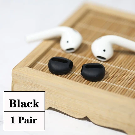 Силиконовые амбушюры для Airpods защитный чехол Супер тонкий Apple Bluetooth беспроводные наушники Air pods наушники - Цвет: Black 1 Pair