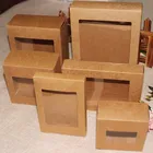 10 шт. DIY винтажная цветная подарочная коробка из крафт-бумаги посылка с прозрачным окошком из ПВХ, конфеты, сувениры, искусство и крафты, упаковочная коробка
