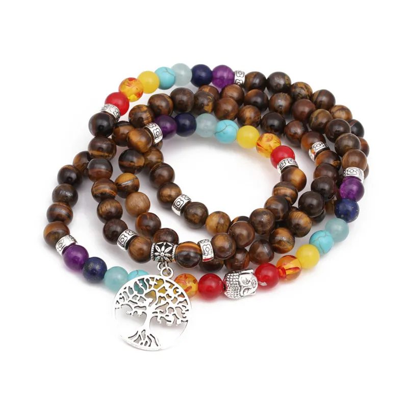 Европейская американская вулканическая нить ожерелье yoga lotus life tree натуральный