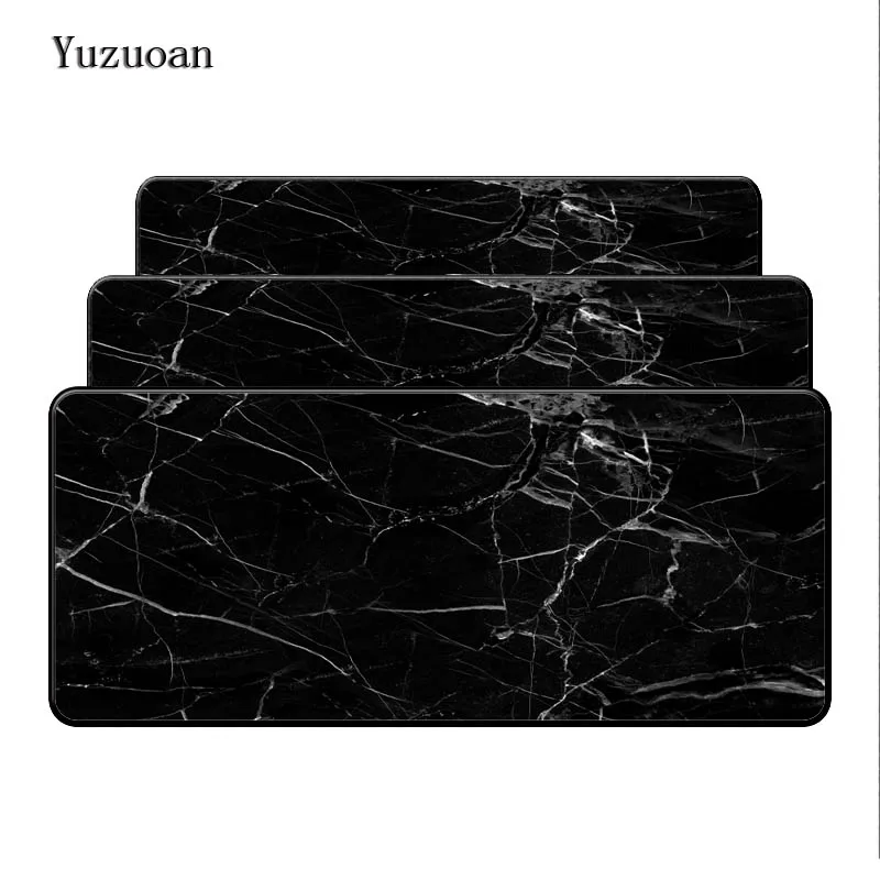 Yuzuoan бесплатная доставка черный мрамор игровой коврик для мыши с замком