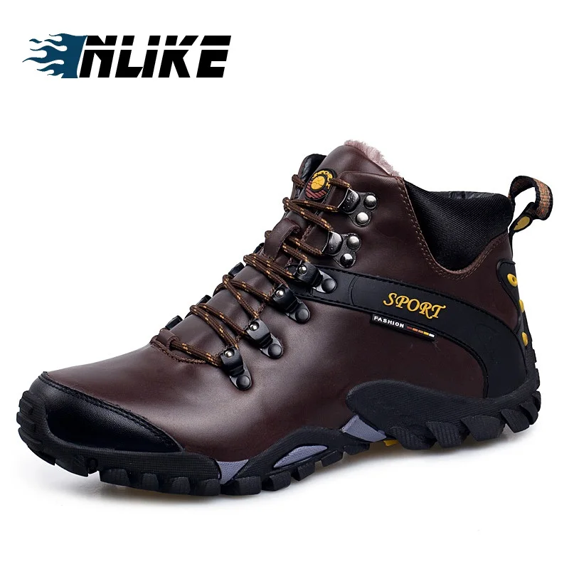 

INLIKE Men Big Size Genuine Leather Boots Lace Up Round Toe Shoes Fashion Footwear High Quality Male Ankle Boots