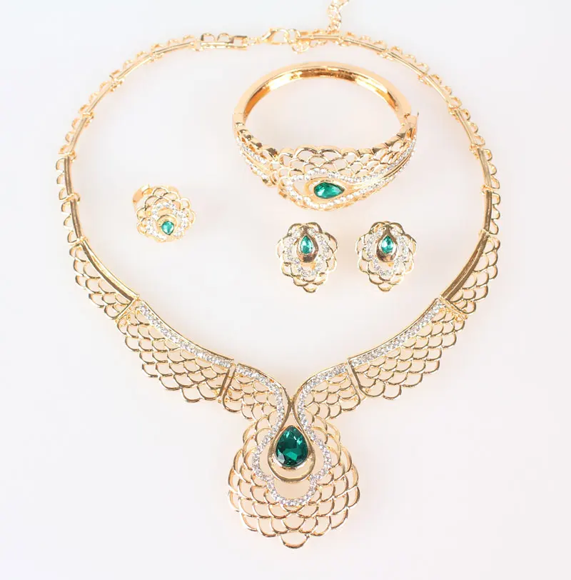 Модный женский золотой цвет красный зеленый драгоценный камень кристалл кулон