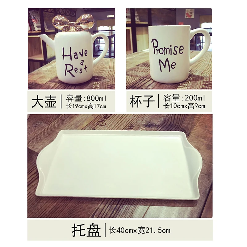 

[1 Teapot + 4 Cups + 1 Tray] Authentic 6 Pcs Bona China Tea Set Coffee Mug Set Teapot Cups Coffee Pot Cups Lovely Lovers Gifts